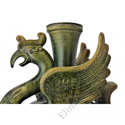 1458 A Green-glazed Phoenix shape Ewer